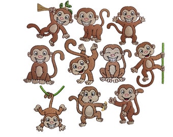 Cheeky Monkey set of 10 Filled Stitch Machine Embroidery Designs