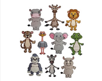 African Animals Embroidery Designs: Safari Wild Animals Set (Digital Download)