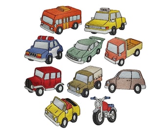 Wheels set of 10 Vehicles filled stitch machine embroidery designs