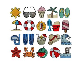 Summer Minis set of 20 filled stitch machine embroidery designs