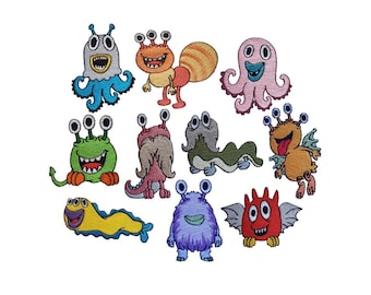 More Merry Monsters set of 10 Filled Stitch Machine Embroidery Designs
