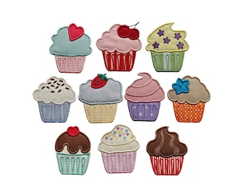 Applique Cupcakes set of 10 machine embroidery designs