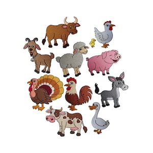 Farm Friends set of 10 Filled Stitch Machine Embroidery Designs/Farmyard/ Domestic Animals