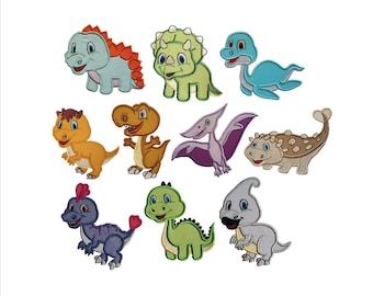 Dinosaur Applique Machine Embroidery Designs: Set of 10 (Digital Download)