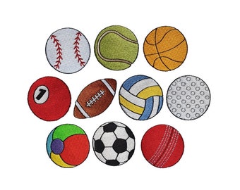 Balls set of 10 filled stitch machine embroidery designs/Sports balls