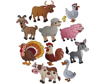 Farm Friends set of 10 Filled Stitch Machine Embroidery Designs/Farmyard/ Domestic Animals