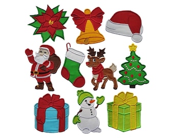 Applique Jingle Bells set of 10 Applique Machine Embroidery designs/ Christmas