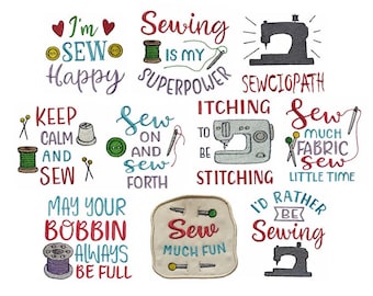 Sewing Sayings set of 10 machine embroidery designs