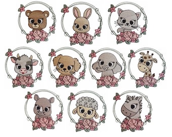 Animal Wreaths filled stitch machine embroidery files