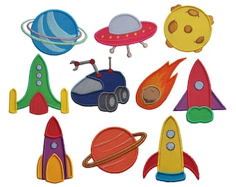 Outer Space Applique set of 10 Machine Embroidery Designs