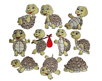 Tortoise set of 10 Filled Stitch Machine Embroidery Designs