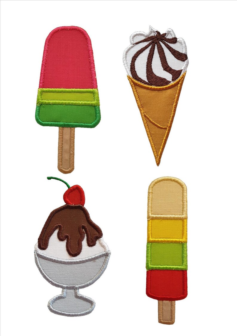 Icecreams Set of 10 Applique Machine Embroidery Designs/ Yummy Designs