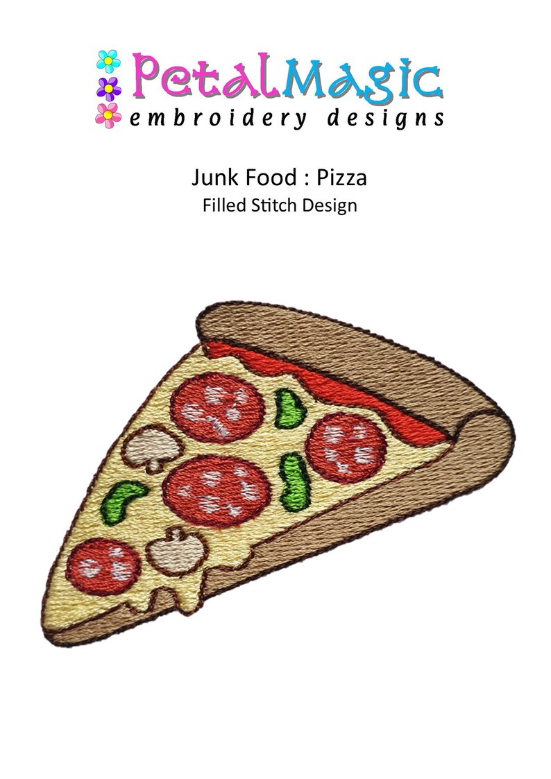 Pizza Filled Stitch Machine Embroidery Design/junk Food/fast Etsy
