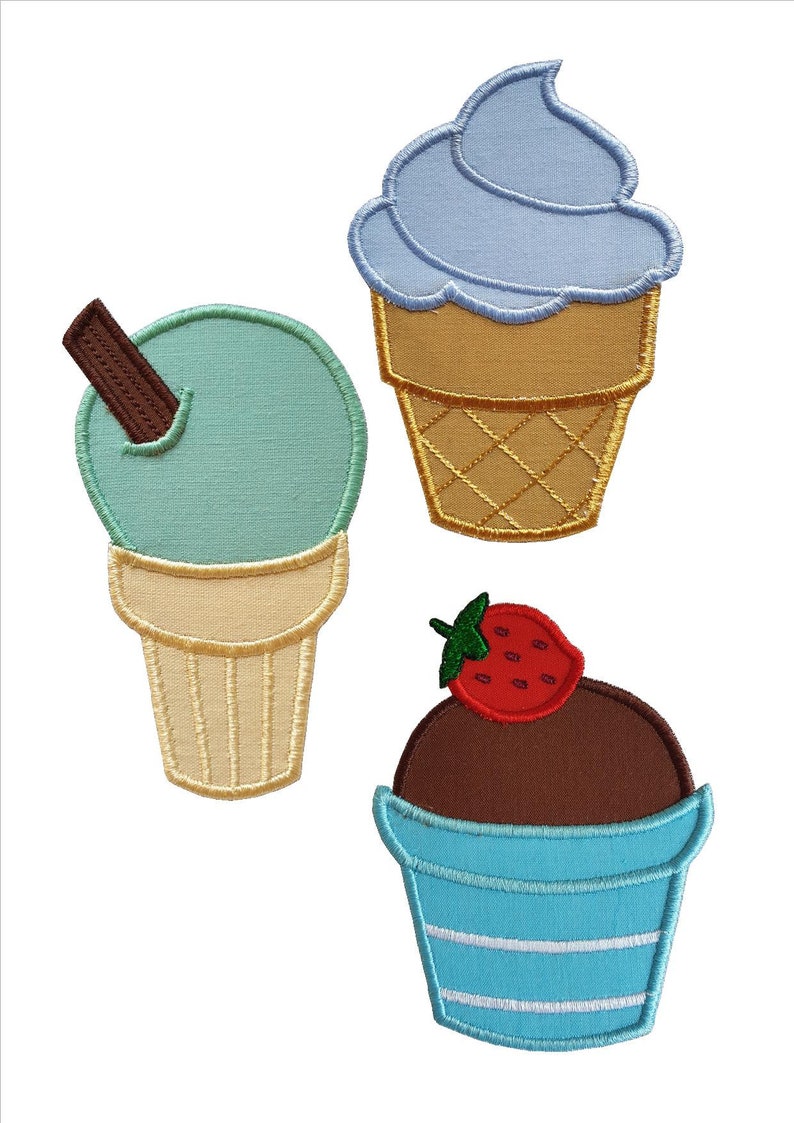 Icecreams Set of 10 Applique Machine Embroidery Designs/ Yummy Designs