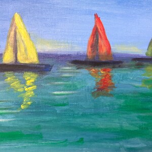 Sea sand and Shell art Series -8 colorful boats sea and boat art, sea art, peaceful boats art, large sea art, large sea and boat custom art,
