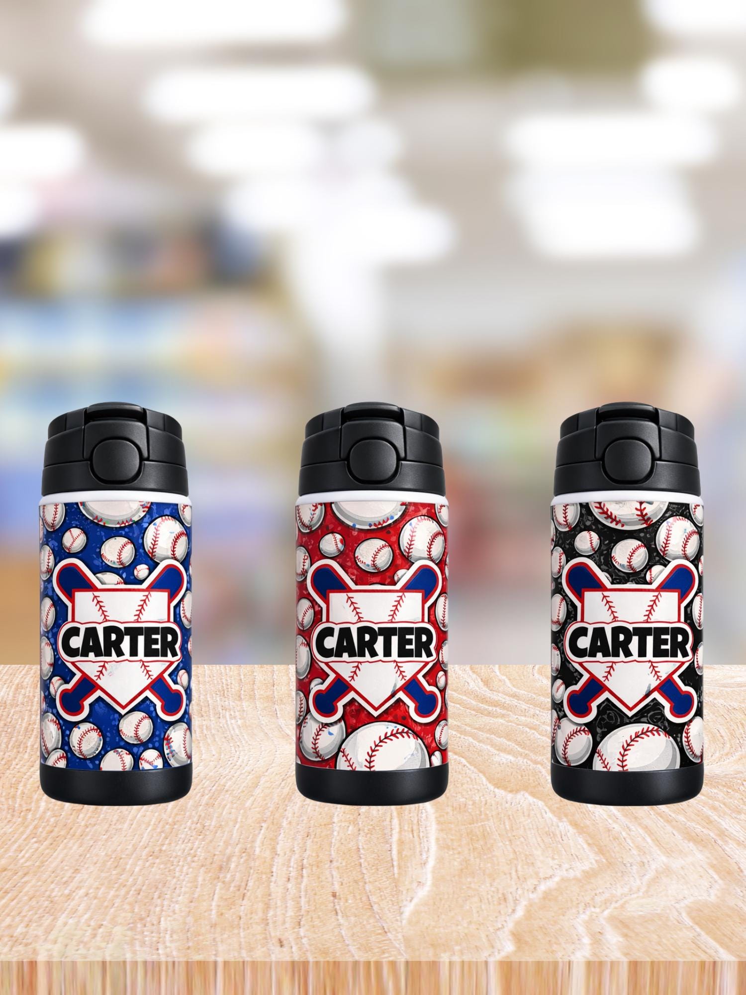 Personalized Baseball Kids Water Bottle | Custom Name Thermos |boys ...