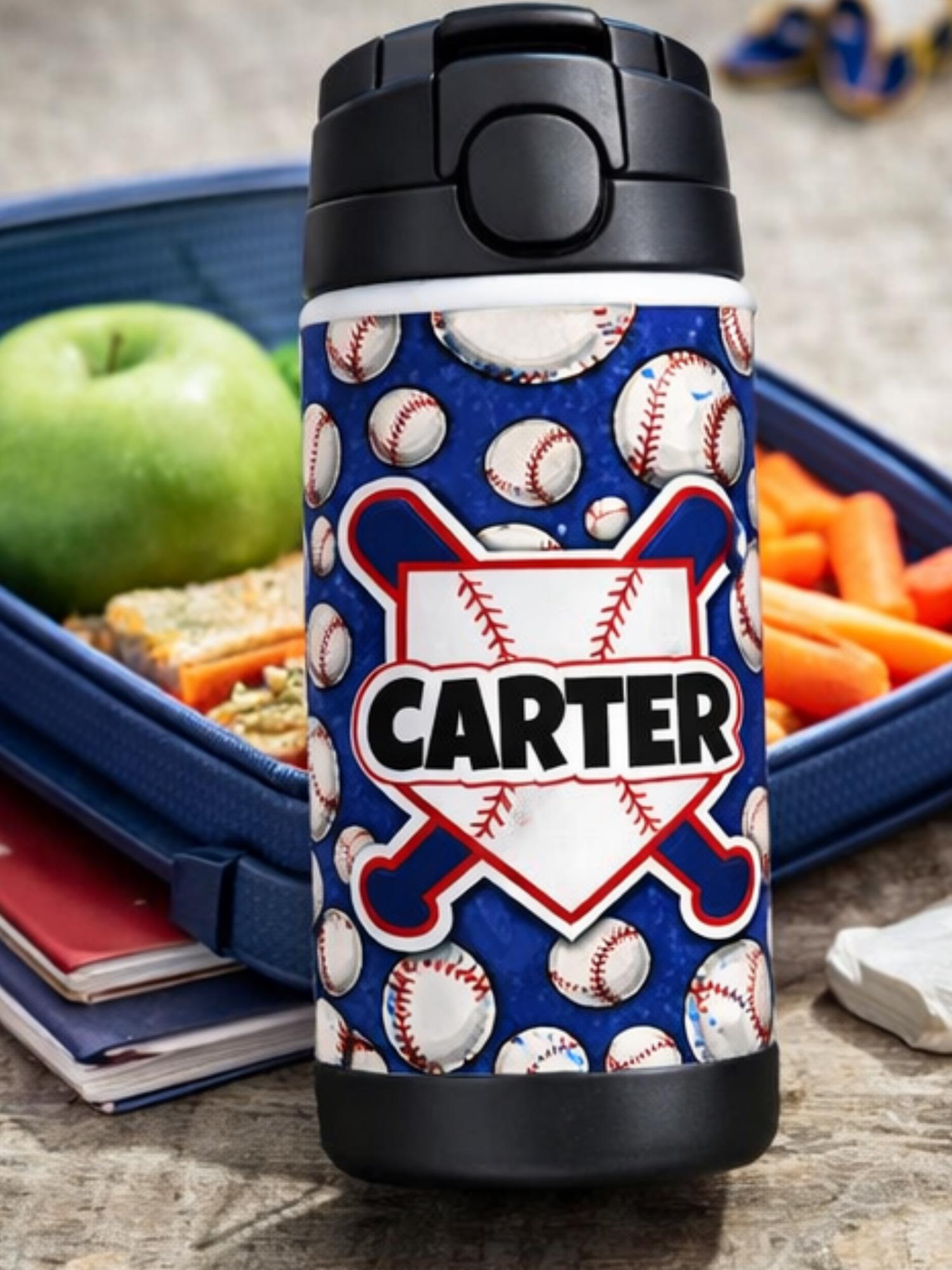 Personalized Baseball Kids Water Bottle | Custom Name Thermos |boys ...