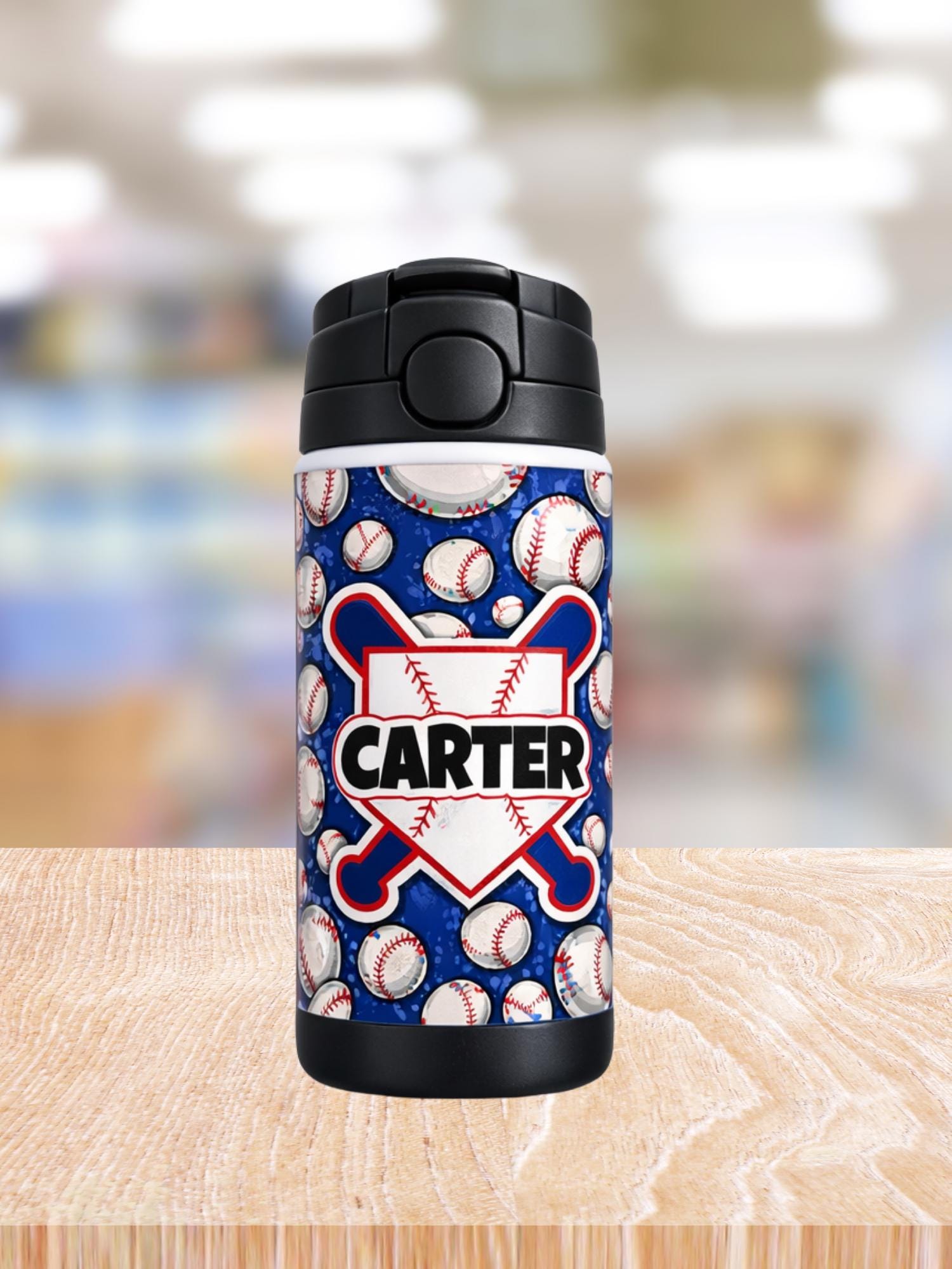 Personalized Baseball Kids Water Bottle | Custom Name Thermos |boys ...