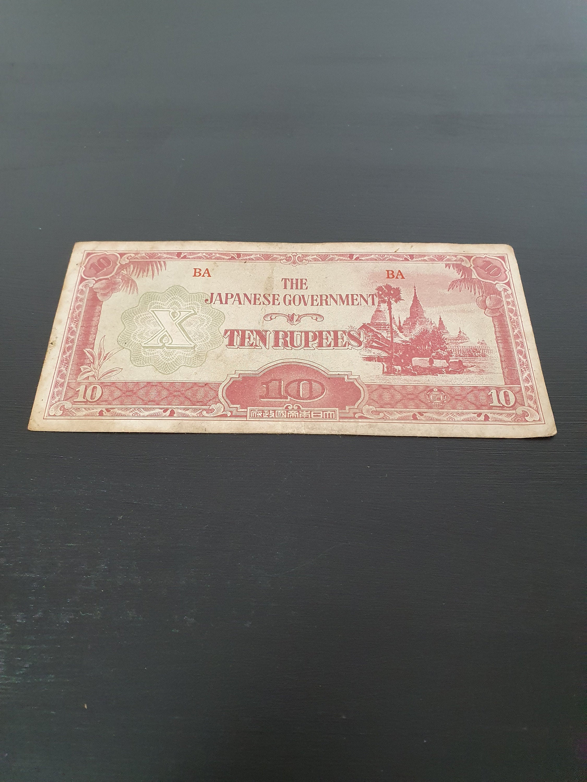 Japanese Government 10 Rupees Bank Note - Etsy UK