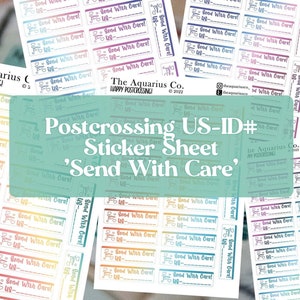 Send With Care Postcrossing ID ombre sticker, happy postcrossing, snailmail happymail postcard envelope decor sticker sheet