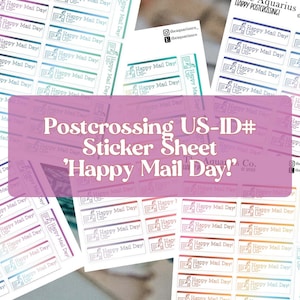 Happy Mail Day postcrossing ID sticker, snailmail happymail postcard envelope decor sticker sheet