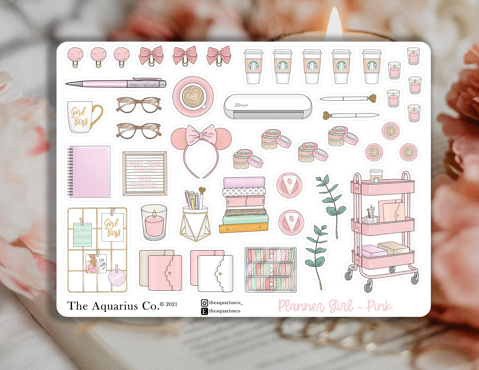 PB Lady Boss Girly Stickers for Decorate and Organize Journal Planner (57  Designs)