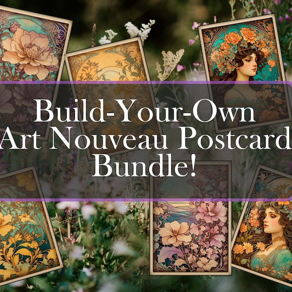 Build Your Own Art Nouveau Postcard Bundle! - floral snailmail - postcrossing packs