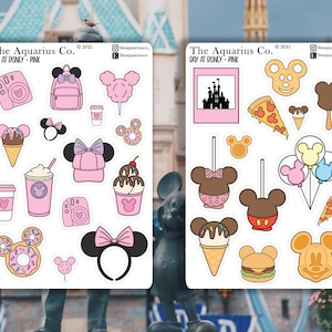 Day at Disney Treats! HappyPlanner travel journal stickers, cute aesthetic weekly sticker set, bullet journal sticker sheet