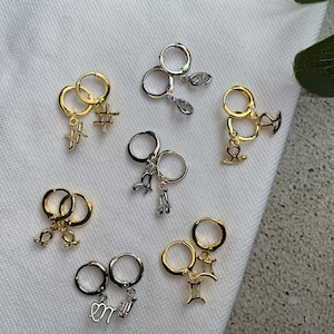 Star sign astrology zodiac huggie hoop earring Gold / Silver