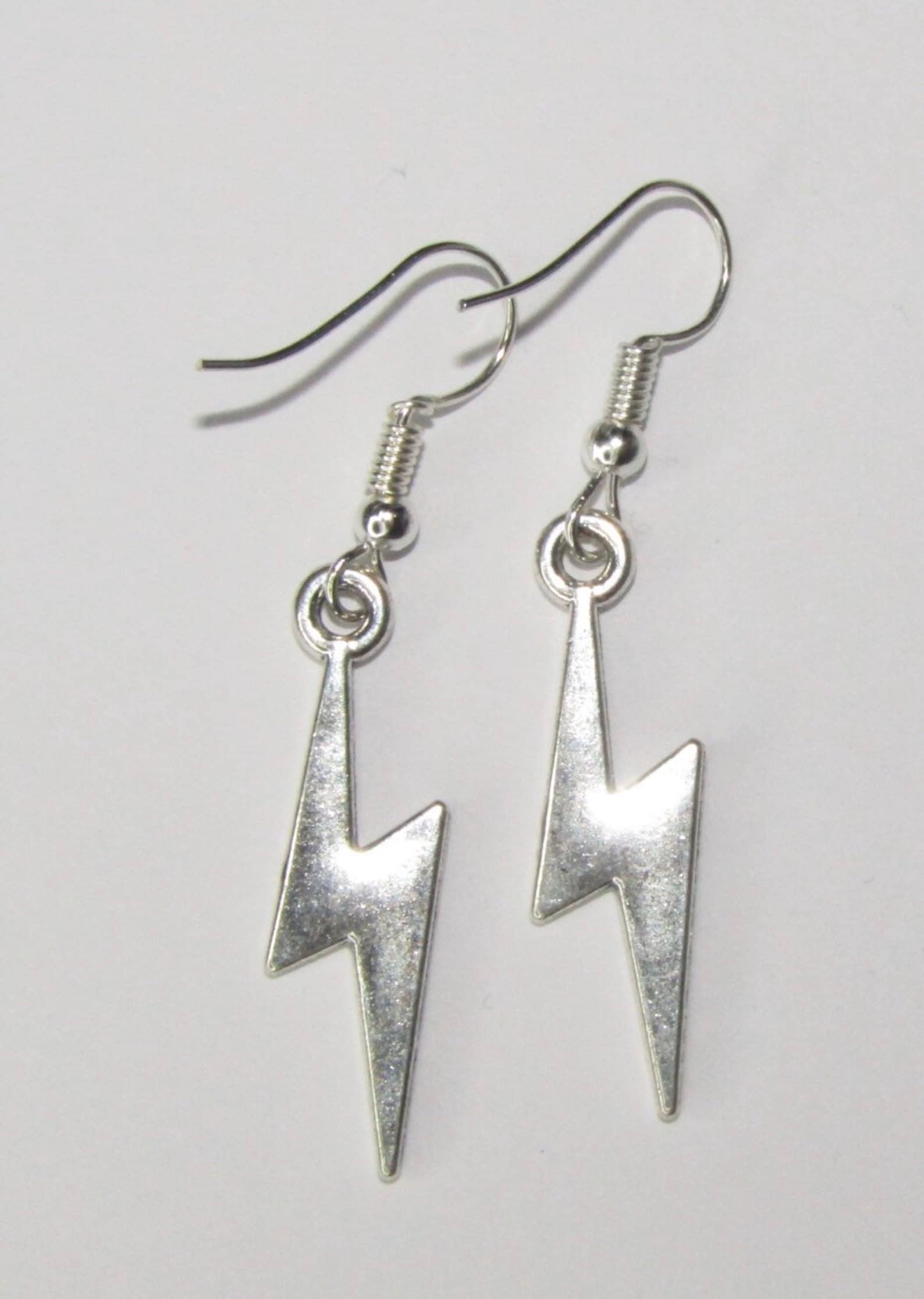 Silver Lightning Bolt Earrings Dangle Silver Lightning Bolt Etsy