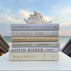 Decorative books, White Books Neutral Earth Tone Book shelf decor book stacks of Beige, Cream, Ivory, Off-White, bookshelf decor