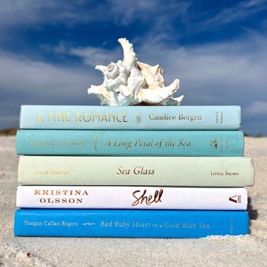 Decorative Book Bundle: Neutral Coastal Decor, Real Hardcover Books