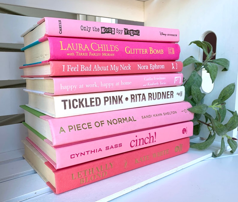 Pink Decorative Book Stack: Shelf Decor Bundle - Etsy