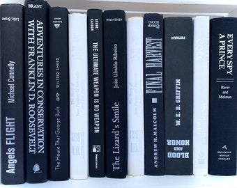 Decorative Black and White Book Set: Gold & Silver Foil Decor