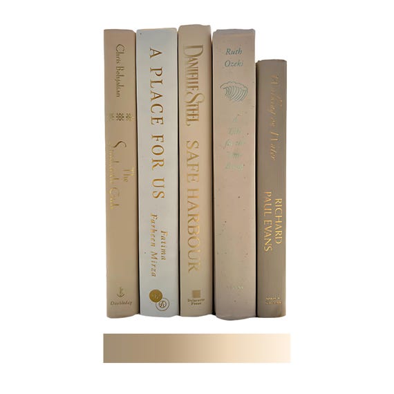 Neutral Dekoratives Bücher Set: Beige, Taupe, Creme, Goldfolie - Coastal Decor
