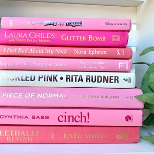 Pink Decorative books, shelf decor bundle of Pink, White, Hot Pink, Pale Pink, Baby Pink, bookshelf decor, girls room decor preppy room