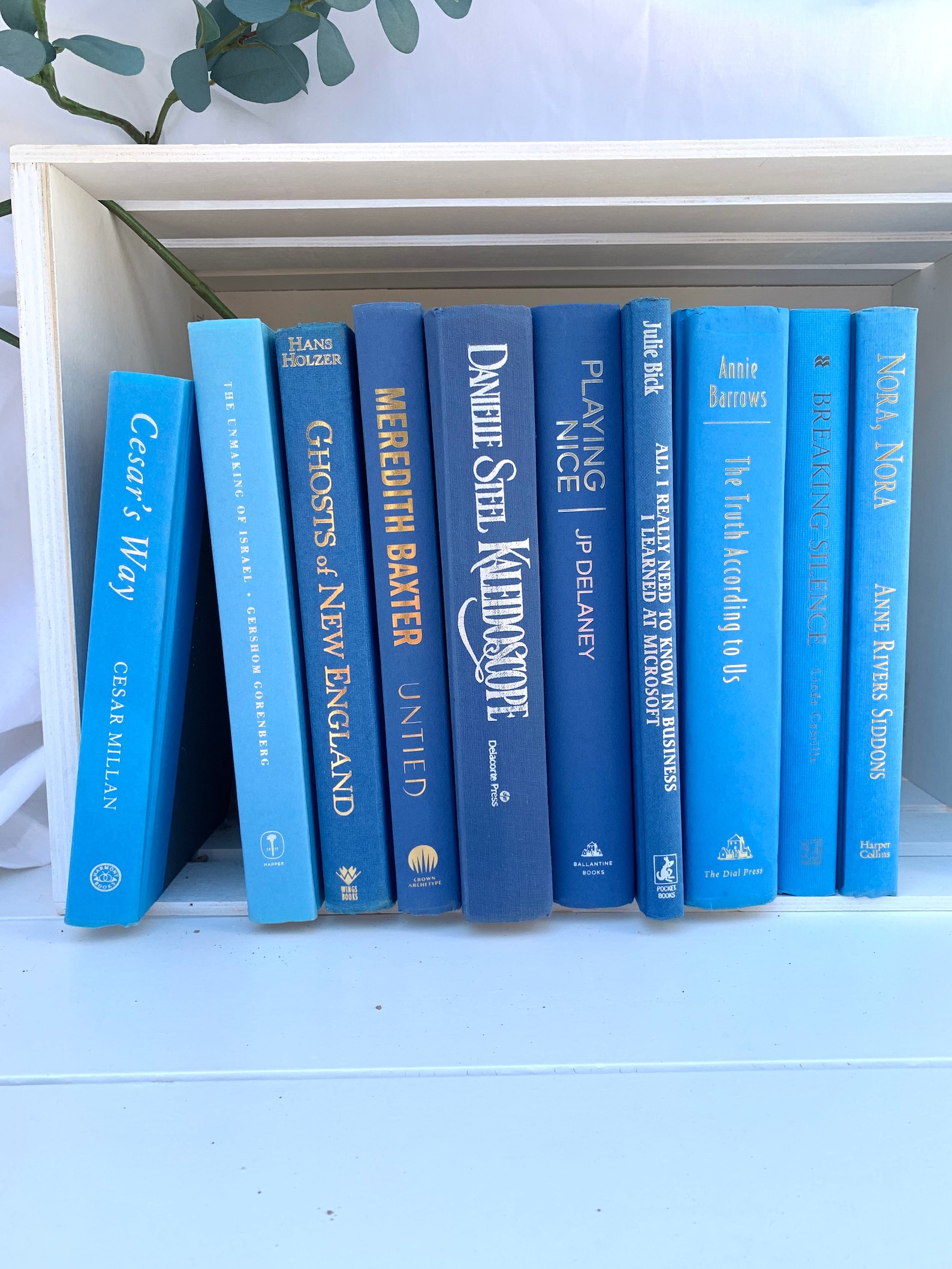 Book Stack Neutral Color Blue Decorative Book Stack: Neutral Color Hardcover Books - Etsy