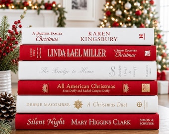 Real Hardcover Christmas Book Stack, Vintage Holiday Shelf Decor, Curated Book Bundle