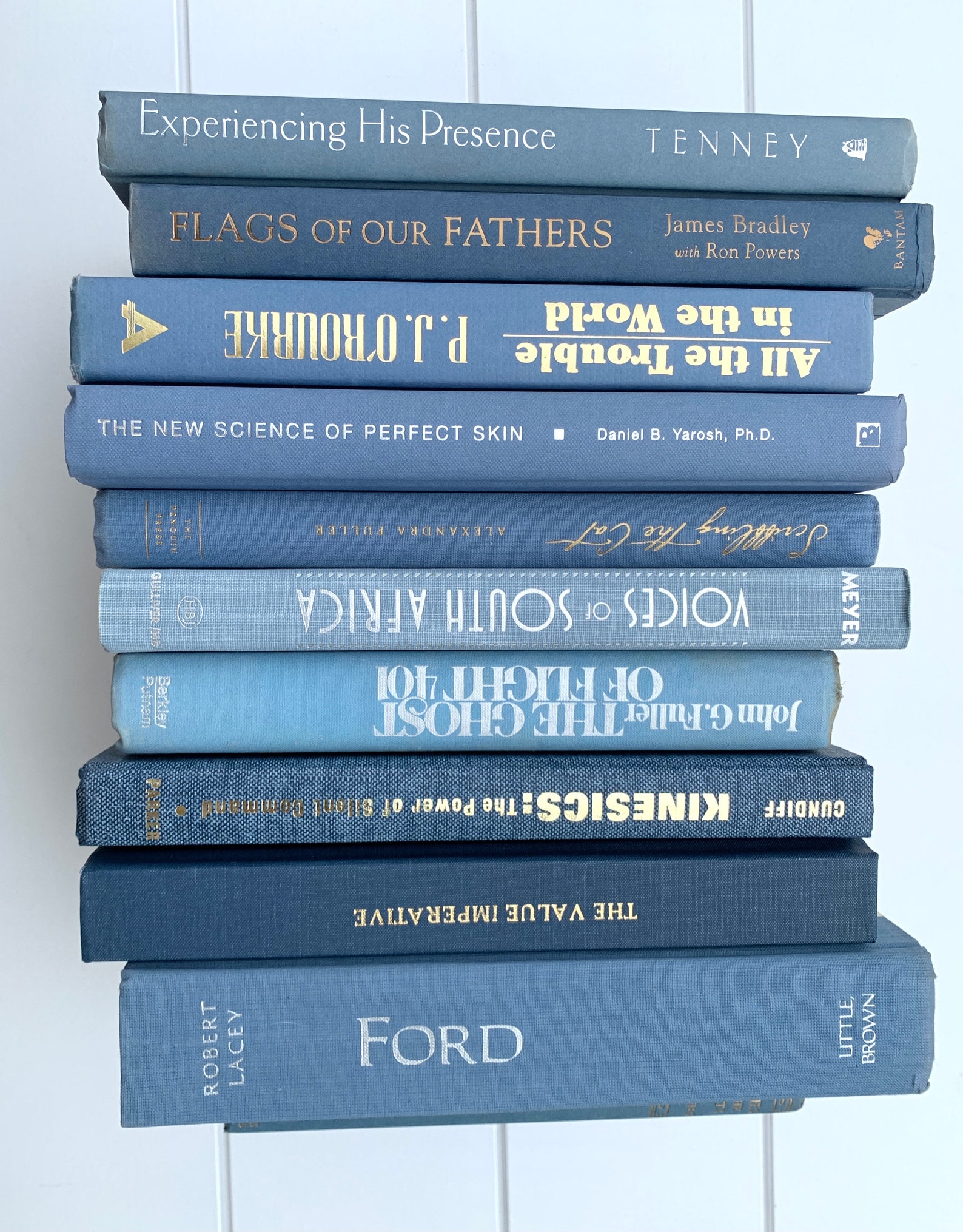 Book Stack Neutral Color Blue Decorative Book Stack: Neutral Color Hardcover Books - Etsy