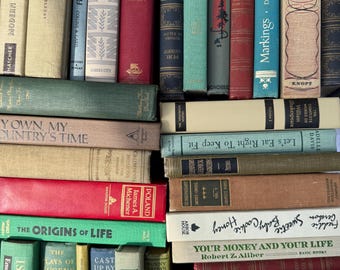 Real Vintage Hardcover Books, Decorative Book Staging Set