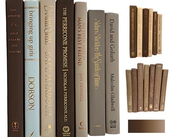 Neutral Decorative Books: Beige, Soft Brown & White Books with Gold Foil