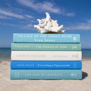 Decorative Book Bundle: Neutral Coastal Decor, Real Hardcover Books