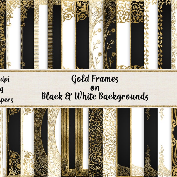 Gold Frames on Black and White Backgrounds