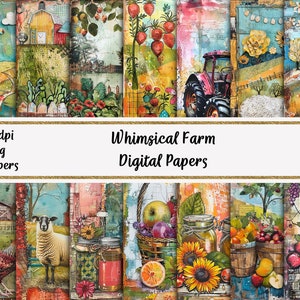 Documenti digitali Whimsical Farm, Pagine di diario stampabili, Download istantaneo, Uso commerciale