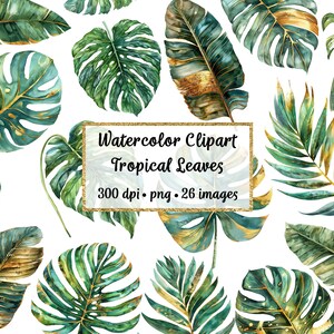 Aquarell tropische Blätter Clipart, kommerzielle Nutzung