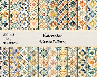 Watercolor Islamic Seamless Patterns