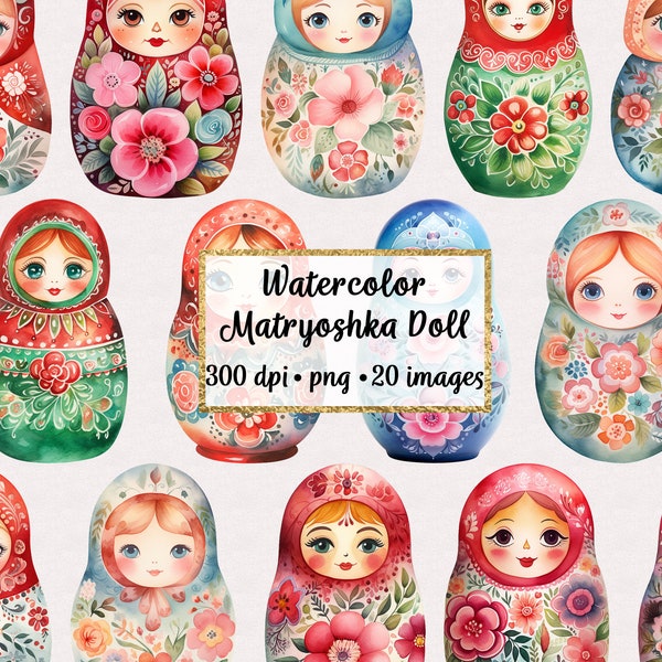 Clipart Muñecas Matryoshka Acuarela