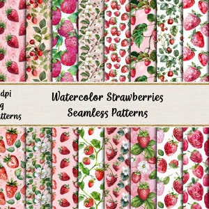 Modèles sans couture de fraises aquarelles
