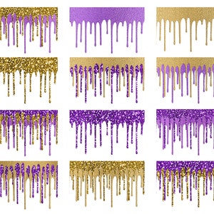 Gold and Purple Drips Overlays