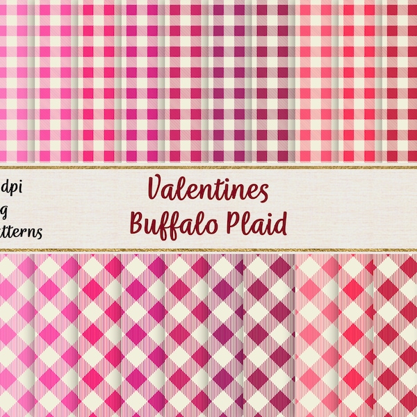 Valentines Buffalo Plaid Digital Papers